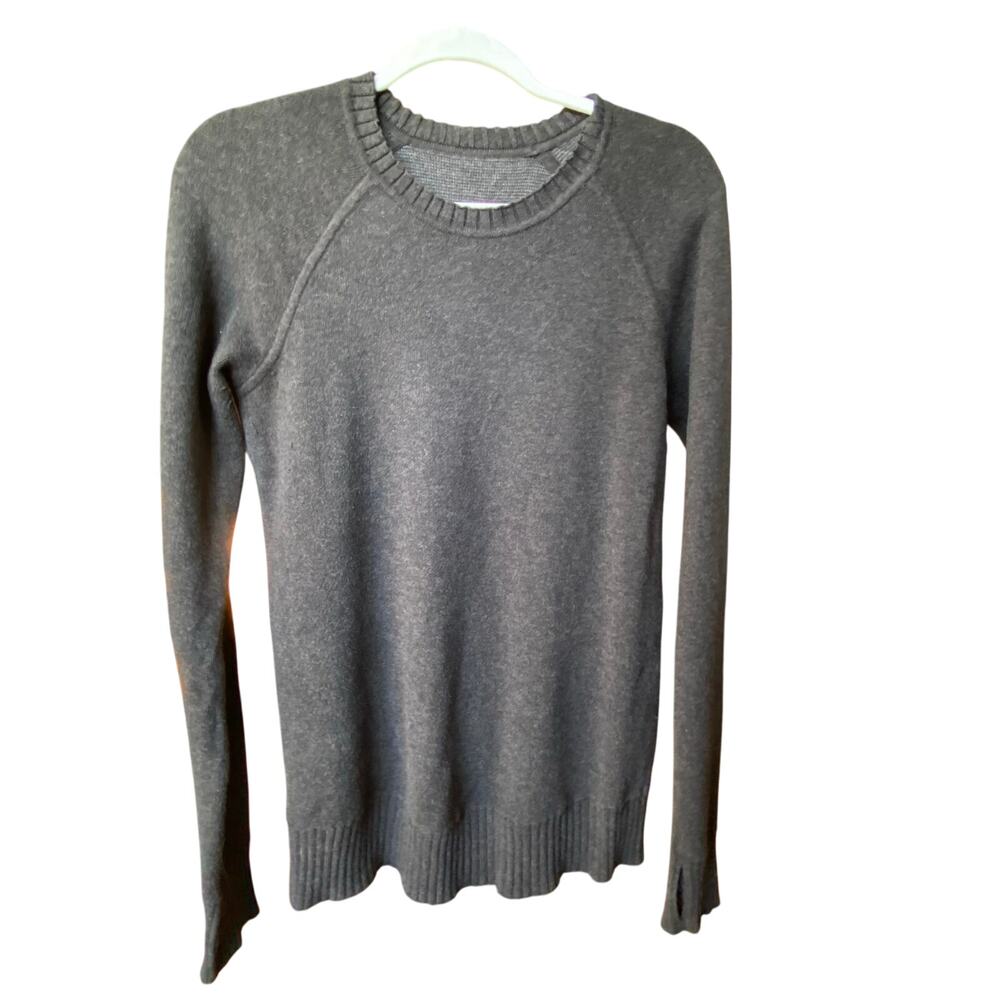 Lululemon Still Lotus Reversible Crew Neck Sweater Black Gray Womens